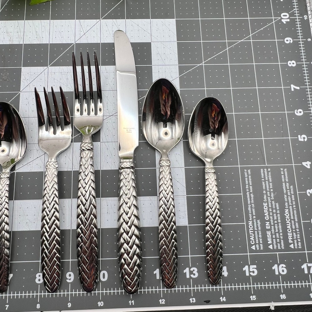 Ralph Lauren Equestrian Braid Flatware 10pc Set 2 Place Settings Vintage 1991 - Picture 2 of 8